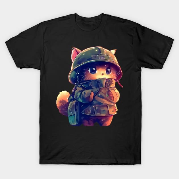 Funny soldier cat T-Shirt by TomFrontierArt